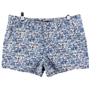 Khakis by Gap City Blue Multicolored Floral Flat Front Mid Rise Chino Shorts
